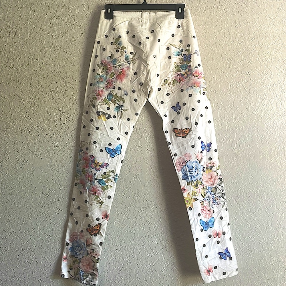 Venti6 Skinny Jeans - Floral Print with Polka Dots and Butterflies - Size 8 - Picture 3 of 5